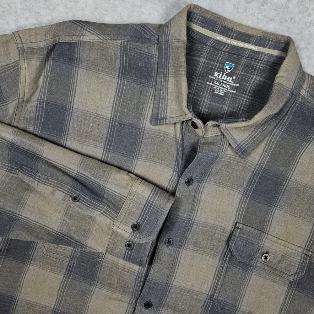 Kuhl (Men's XXL) Shattered Brown Plaid Flannel Button Up Shirt Outdoors Gorpcore